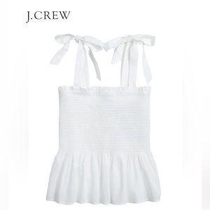 J. Crew NWT Smocked Tie-Shoulder Tank Top Size XL White